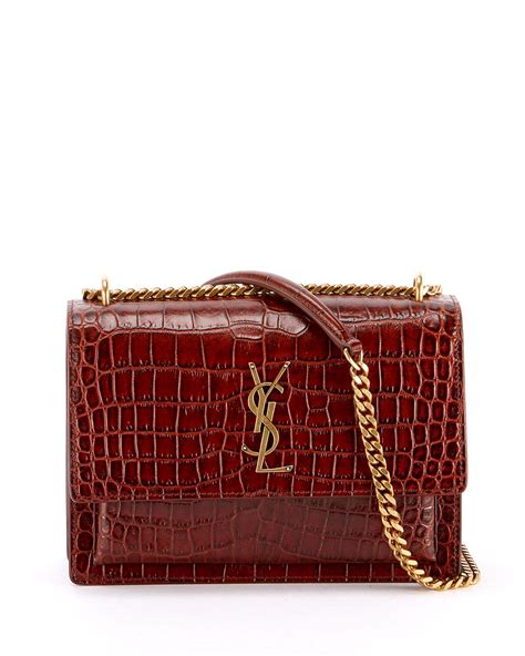 ysl sunset medium leather shoulder bag|YSL sunset bag crocodile.